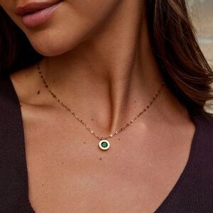 SOLD Gold Necklace with Green Gemstone